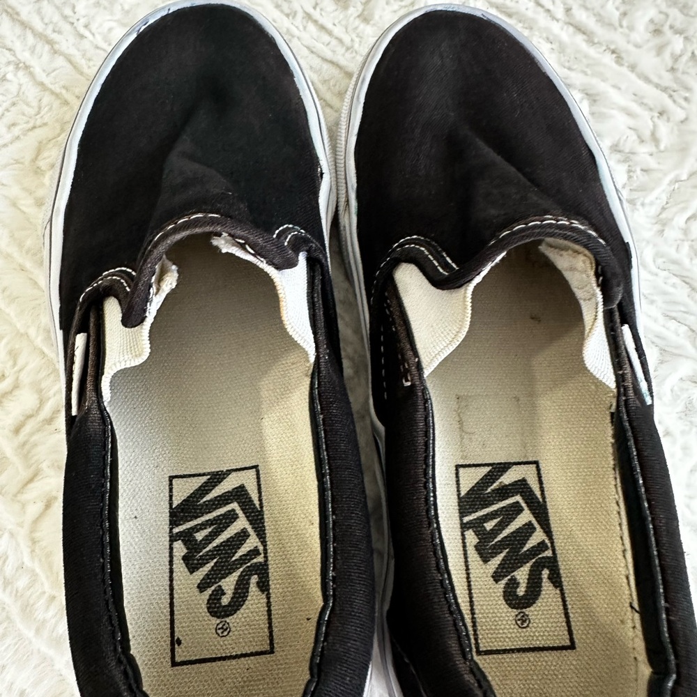 VANS Off The Wall Mens 3.5 Womens 5 Black Slip On Low Skate Shoes Sneakers - Picture 8 of 10